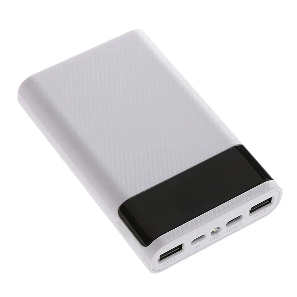 KEBIDUMEI 4-Slot DIY 18650 Power Bank Case USB-C Micro USB DIY Power Bank Case Babs White