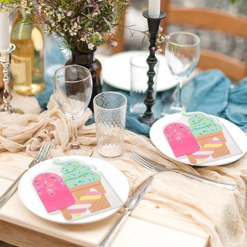 20Pcs Tropical Coconut Ice Cream Disposable Paper Napkins Disposable Paper Napkins Babs