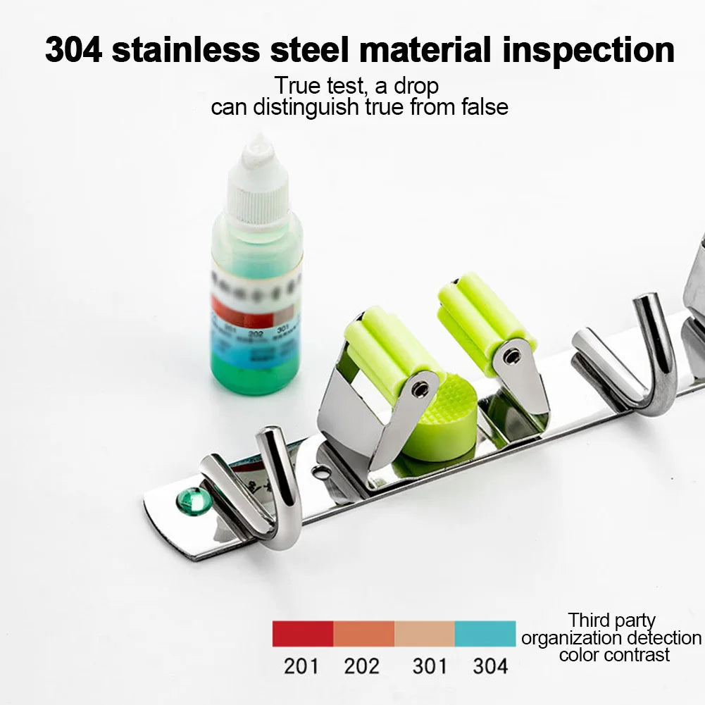 304 Stainless Steel Wall Mount Mop & Broom Holder Rack Wall Mount Tool Rack Babs