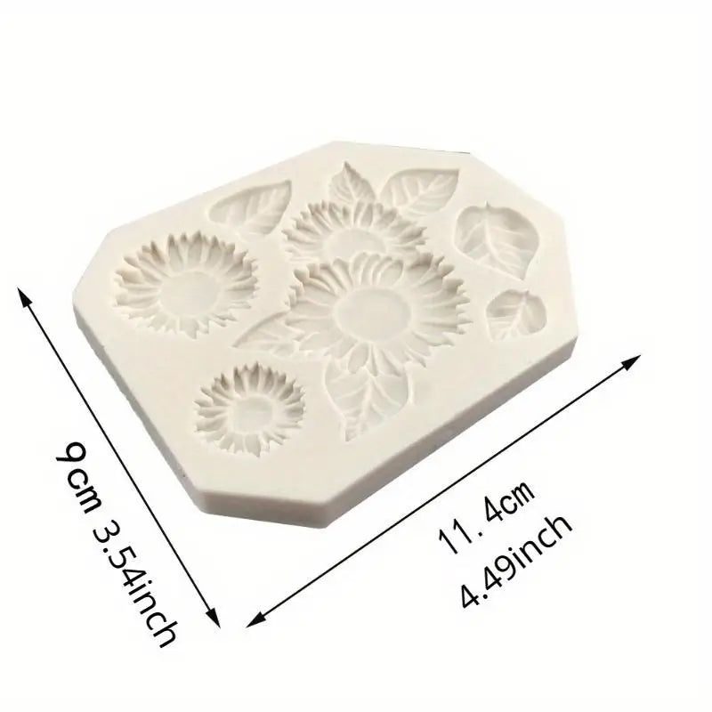 Sunflower Silicone Fondant Mold – Flower & Leaf Cake Decor Silicone Fondant Mold Babs