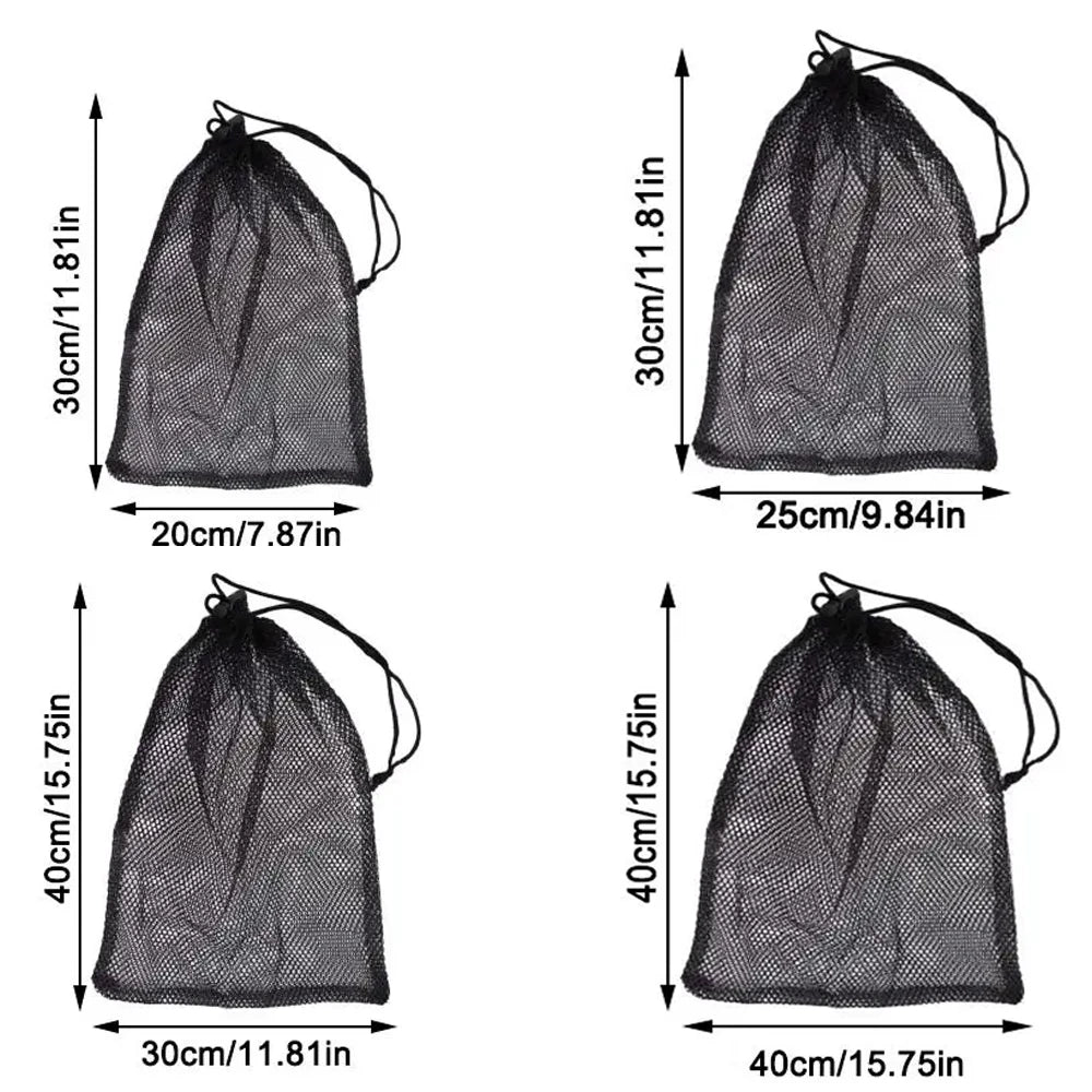 Black Mesh Drawstring Bag – Sports, Swimming & Travel Mesh Drawstring Bag Babs