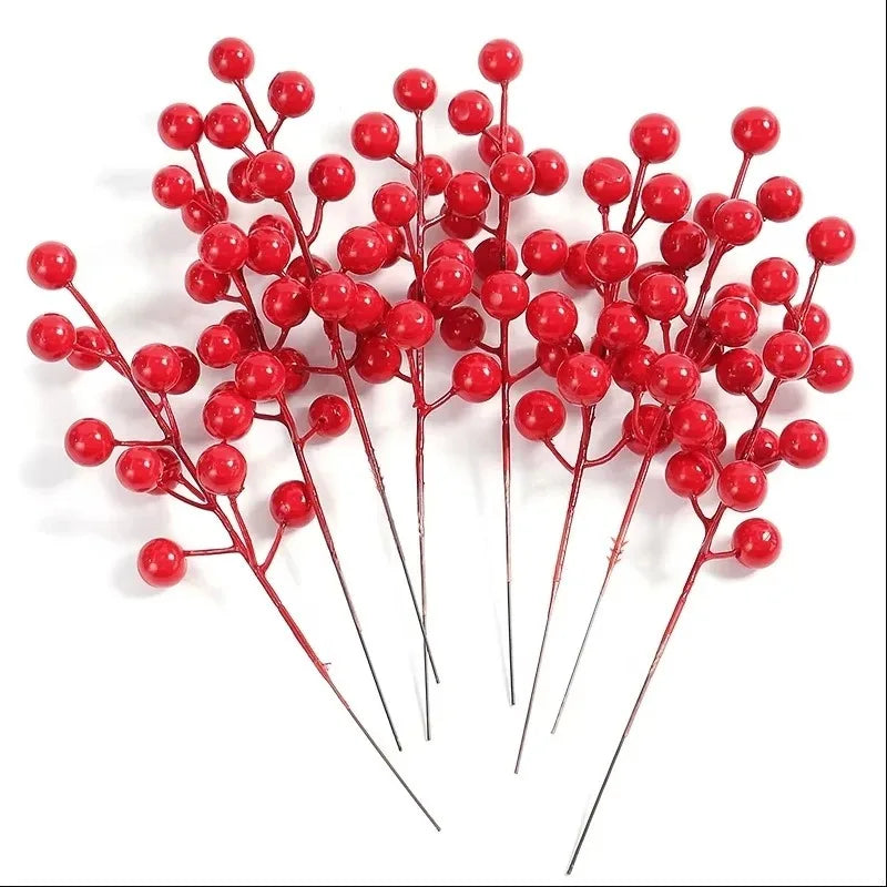 10Pcs Artificial Red Berry Holly Pine Branches – Christmas Decor Christmas Branch Decor Babs Red Berry 10Pcs