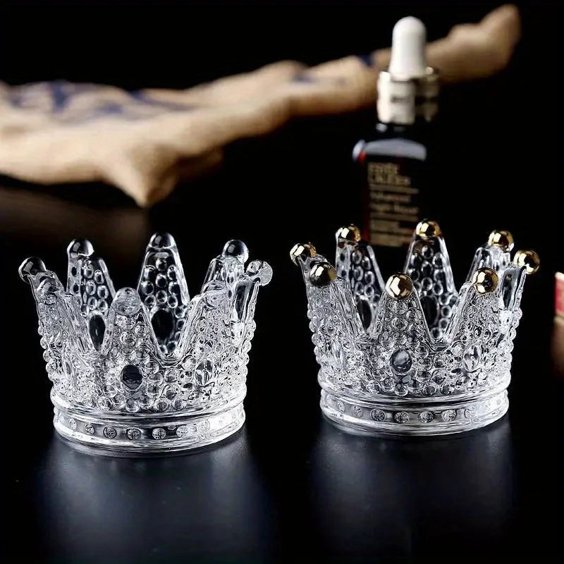 Crystal Crown Glass Tealight Candle Holder | Home Décor Glass Candle Holder Babs