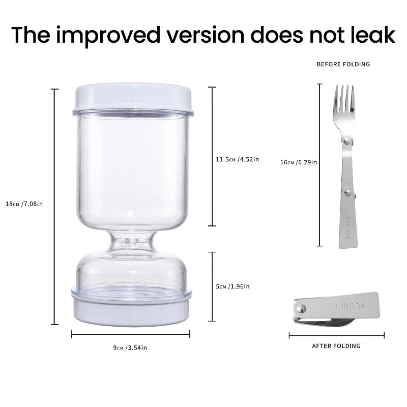 Pickle Storage Jar – Dry Wet Separation Container with Fork Food Storage Container Babs Kimchi jar 18x9x9cm 2-tier