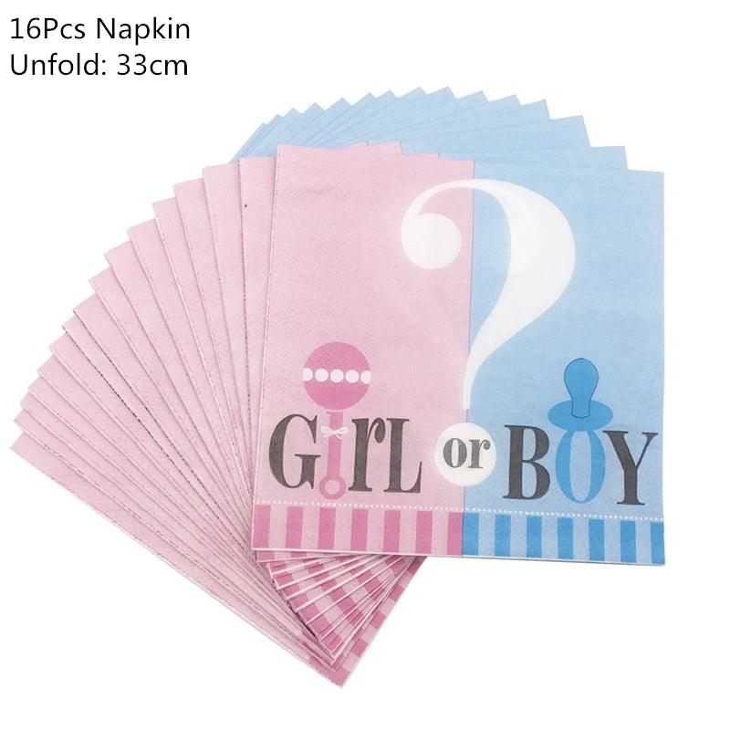 Gender Reveal Disposable Tableware Set – Baby Shower Party Disposable Tableware Set Babs 16pcs napkin