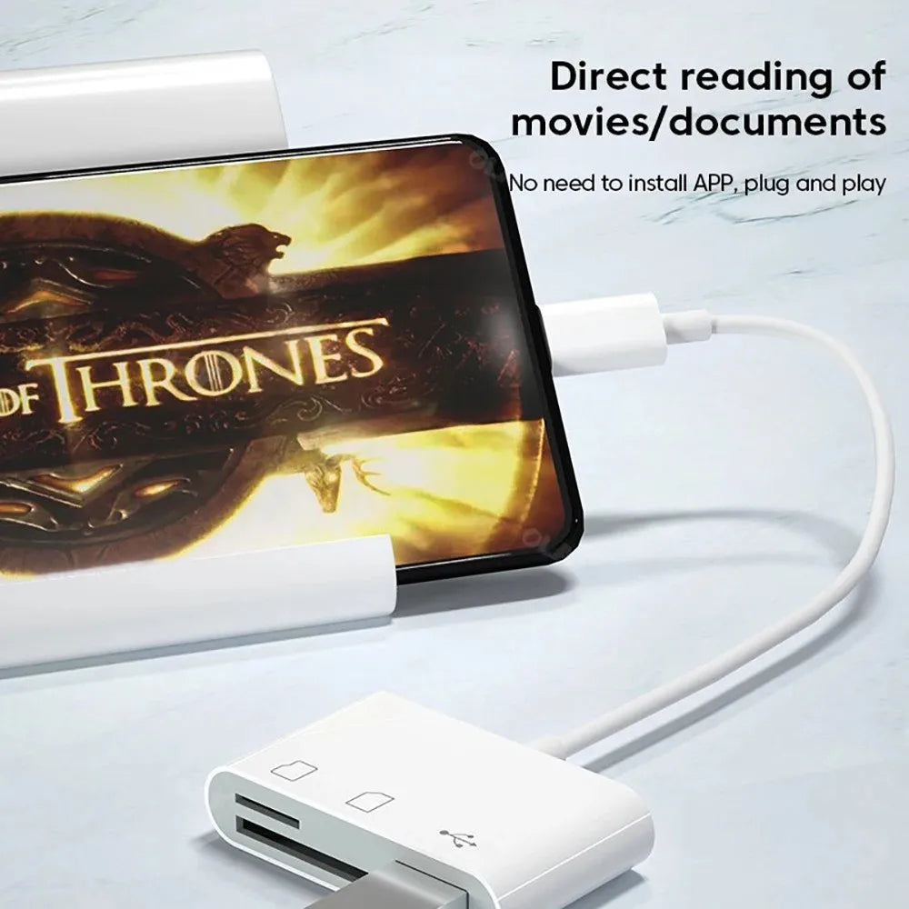 KEBIDUMEI 3-in-1 USB-C OTG Card Reader Dual SD TF Slot Adapter USB Card Reader Babs