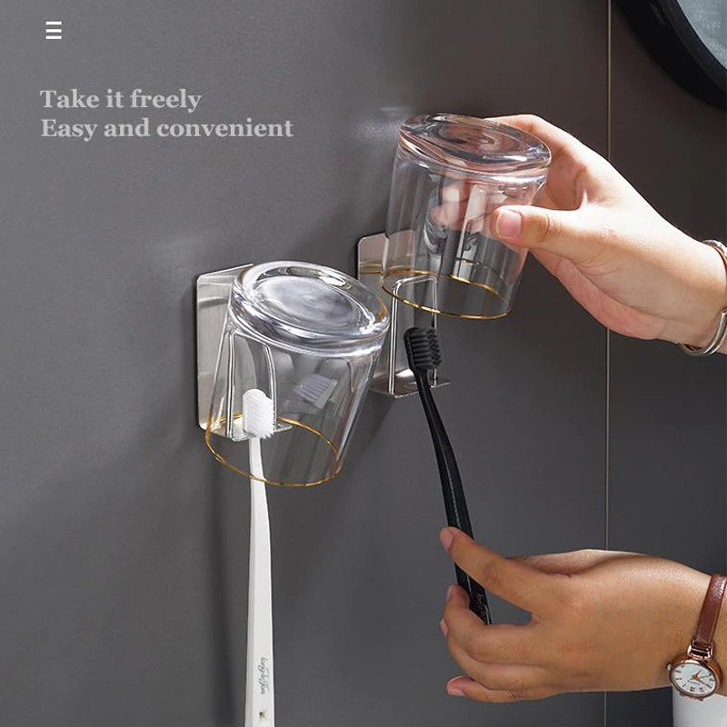 Wall Mounted Stainless Steel Toothbrush & Cup Holder Toothbrush Cup Holder Babs