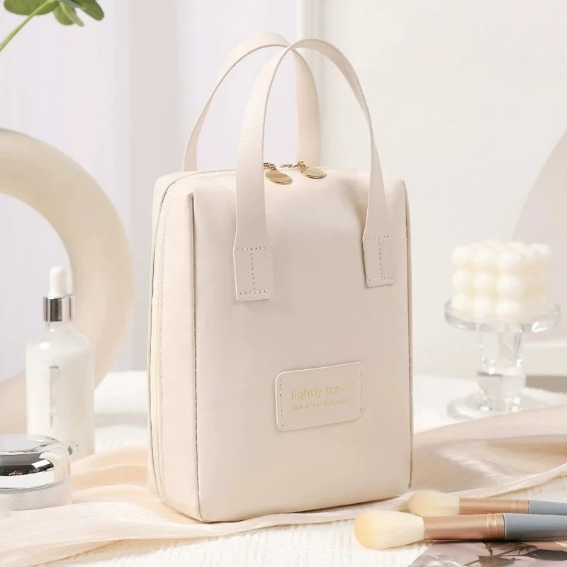 Large PU Leather Makeup Bag – Travel Cosmetic Organizer Travel Cosmetic Bag Babs White