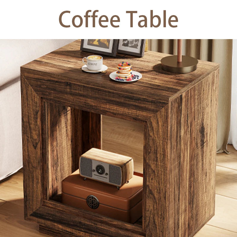 Modern Wood Coffee Table with Storage – Square Side Table Coffee Side Table Babs