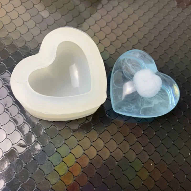 2pcs 3D Heart Silicone Mold – Candle, Resin & Baking Silicone Craft Mold Babs