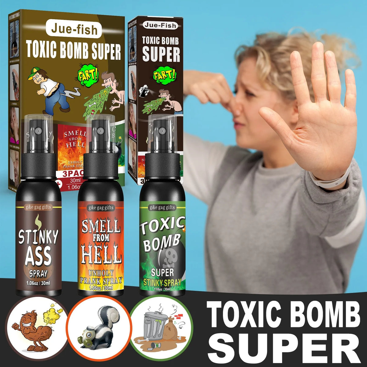 30ml Fart Prank Spray – Stink Bomb Novelty Gag Joke Toy Novelty Prank Spray Babs