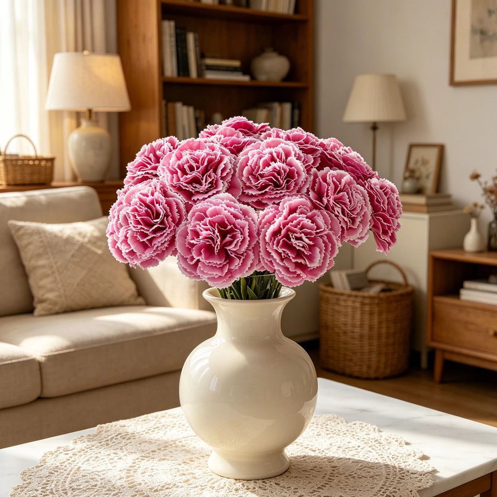 Artificial Silk Carnation Stems 4 or 8 Pcs – Wedding & Home Décor Artificial Silk Flowers Babs