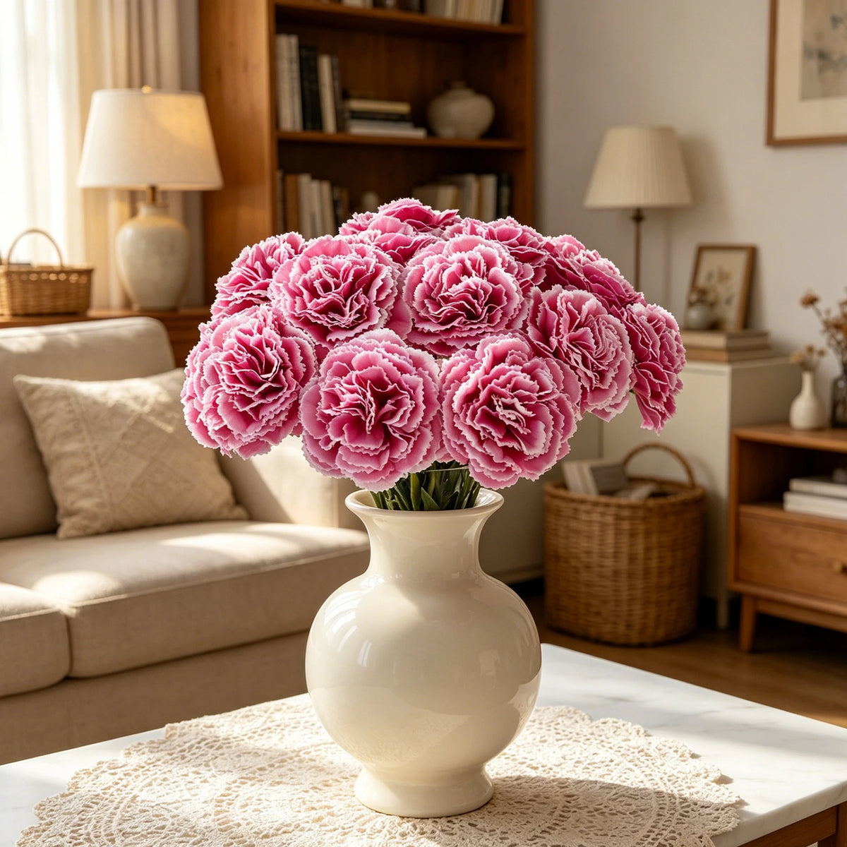 Artificial Silk Carnation Stems 4 or 8 Pcs – Wedding & Home Décor Artificial Silk Flowers Babs