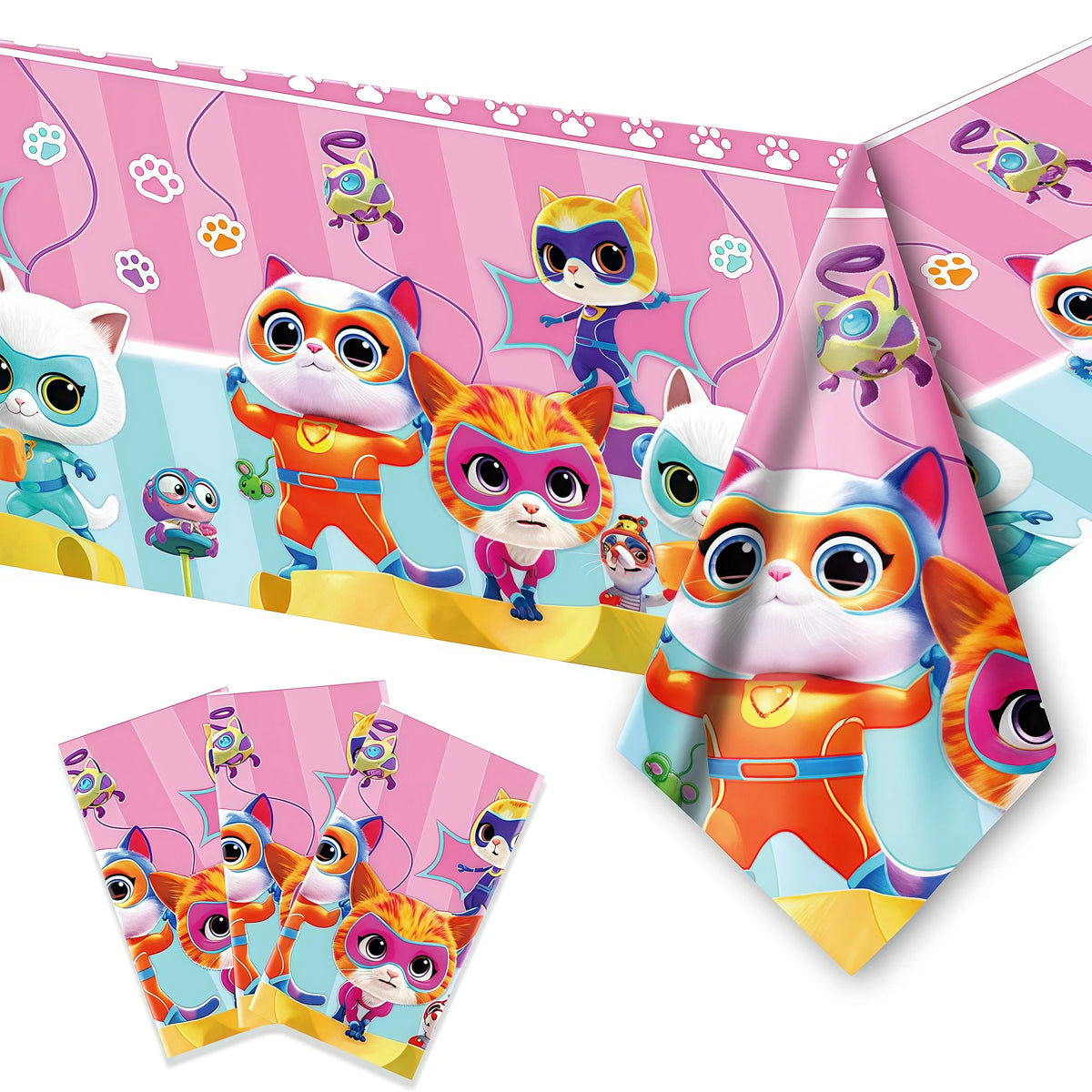 Cat Kitty Birthday Party Supplies – Plates, Cups & Balloons Set Party Supply Kit Babs 1pcs tablecloth