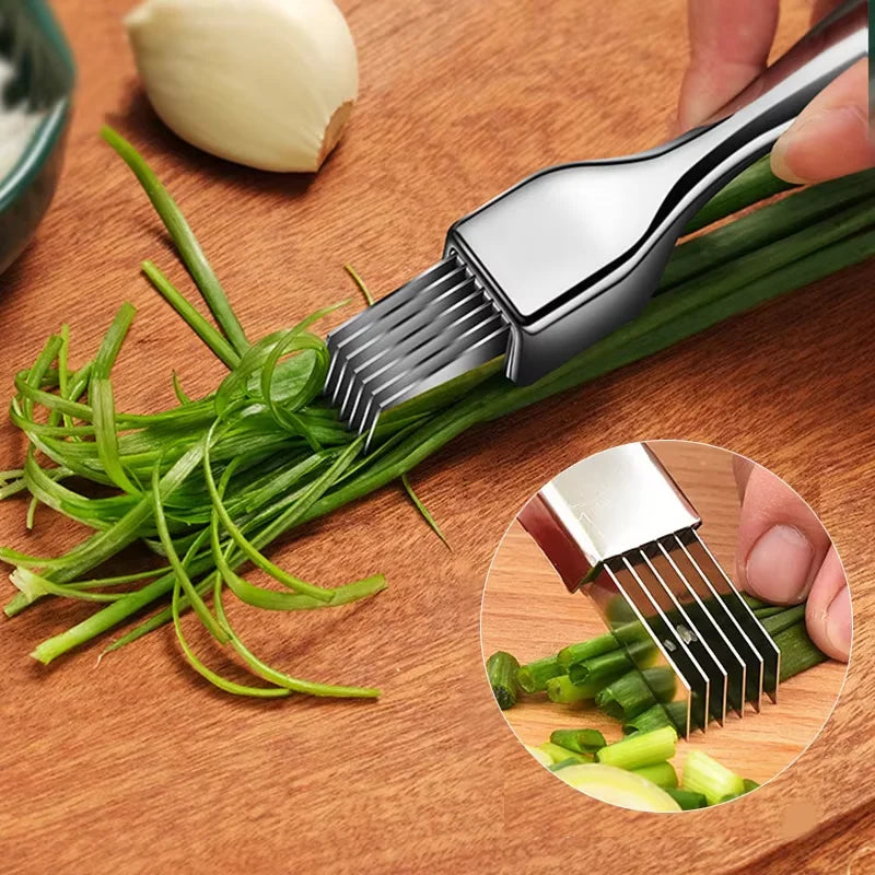 Stainless Steel Green Onion Shredder Knife – Curved Handle Vegetable Shredder Knife Babs