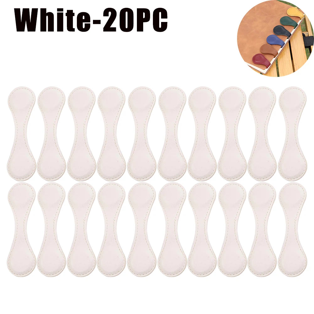 Vintage PU Leather Magnetic Bookmark – Handmade Double-Sided Decorative Bookmark Babs White-20PC
