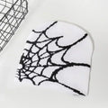 Spider Web Knit Beanie Hat – Y2K Goth Skullies Cap Men Women Knit Beanie Hat Babs WHITE One Size