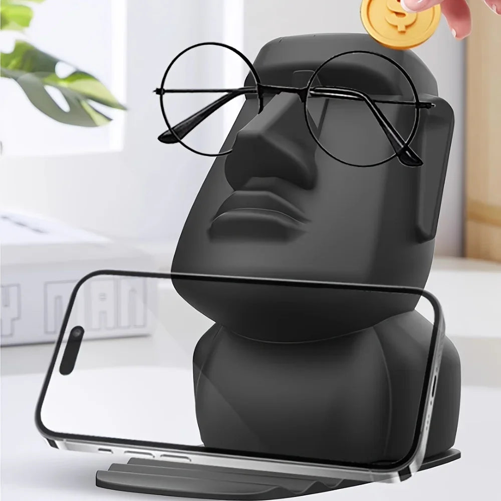 Easter Island Statue Glasses Holder & Phone Stand Desk Figurine Desktop Figurine Holder Babs