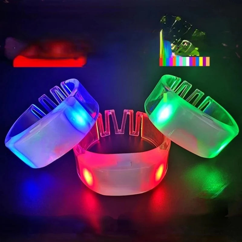 10-Pack LED Color-Changing Party Bracelets – 15 Colors LED Party Bracelets Babs button -control