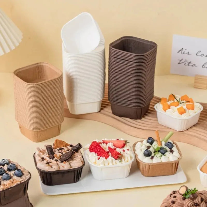 50Pcs Square Cupcake Liners | Muffin Paper Baking Cups Cupcake Baking Cups Babs