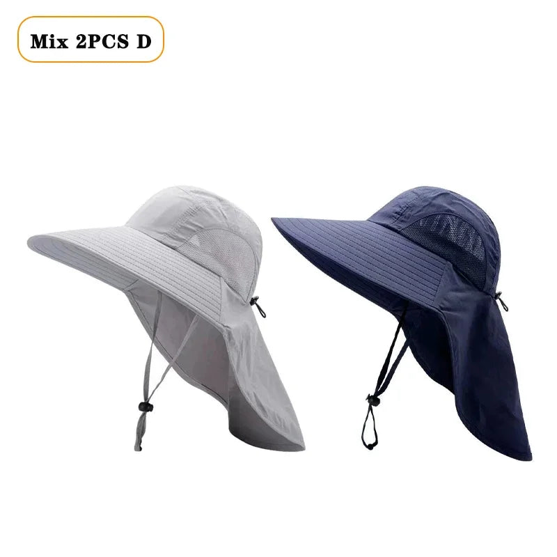 Waterproof Wide Brim Fisherman Sun Hat – UV Outdoor Protection Wide Brim Sun Hat Babs Mix 2PCS D