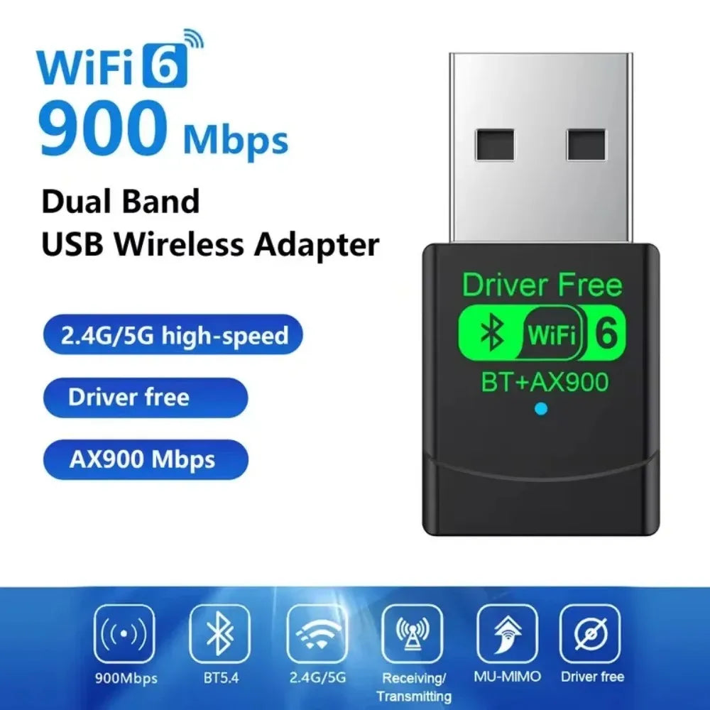 KEBIDUMEI AX900 USB WiFi 6 Bluetooth 5.4 Dual Band Adapter USB WiFi Adapter Babs