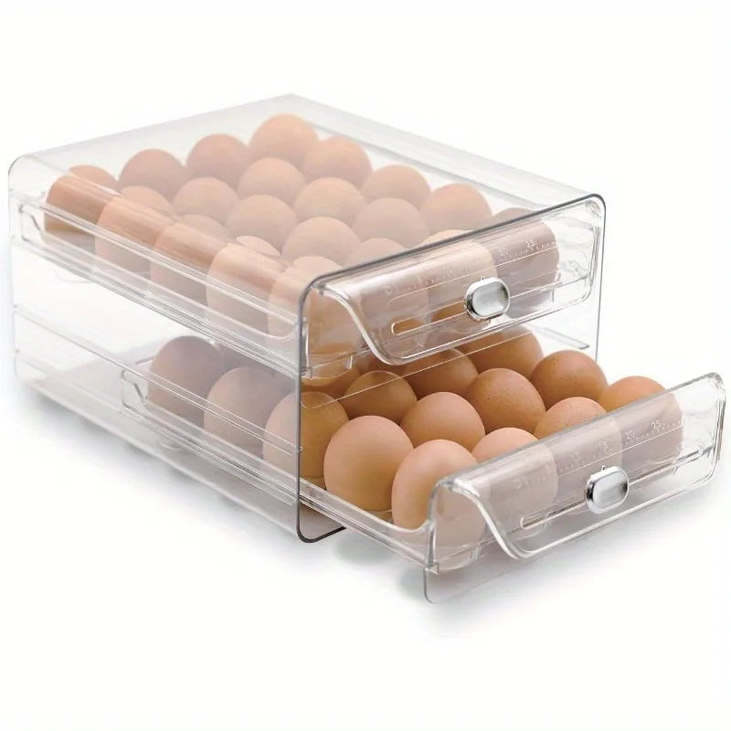 2-Layer Stackable Egg Organizer – Clear Fridge Container, 60 Eggs Egg Storage Organizer Babs 2M