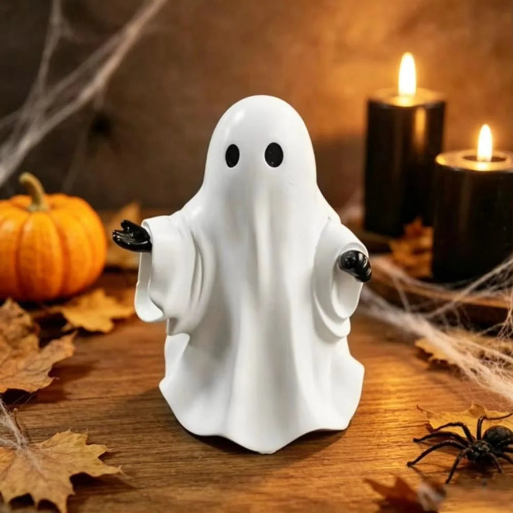 Resin Ghost Figurine – White Halloween Tabletop Ornament 15cm Halloween Figurine Babs