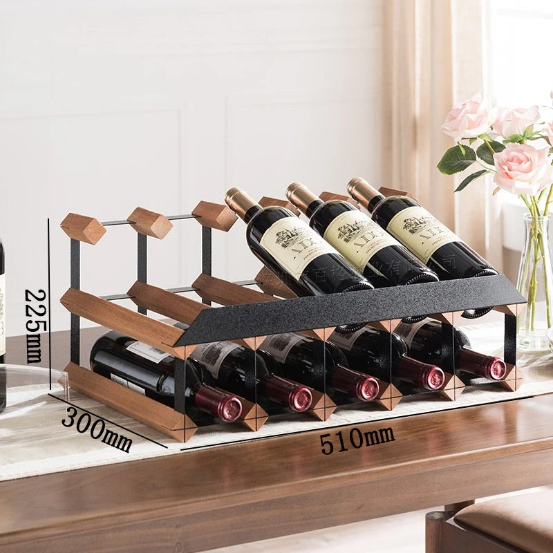 Luxury Wooden & Steel Decorative Wine Rack | Elegant Holder Decorative Wine Rack Babs 5X2