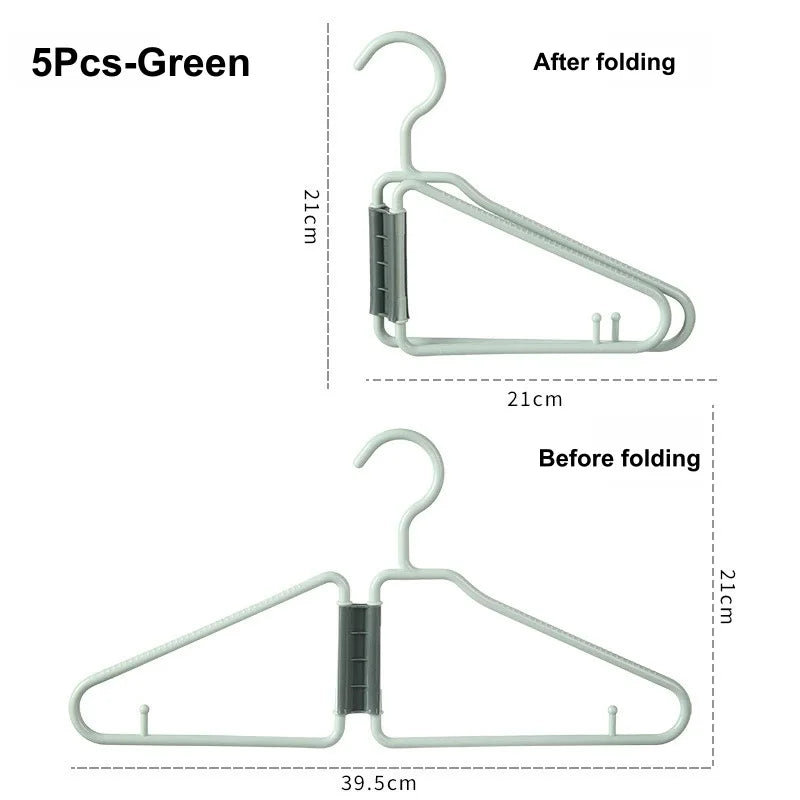 Foldable Travel Clothes Hangers – Lightweight & Space-Saving Foldable Travel Hanger Babs 5Pcs-Green