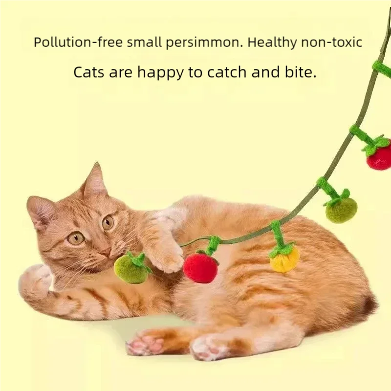 Tomato Cat Teaser String Toy with Bell – Interactive Kitten Toy Cat Teaser Toy Babs