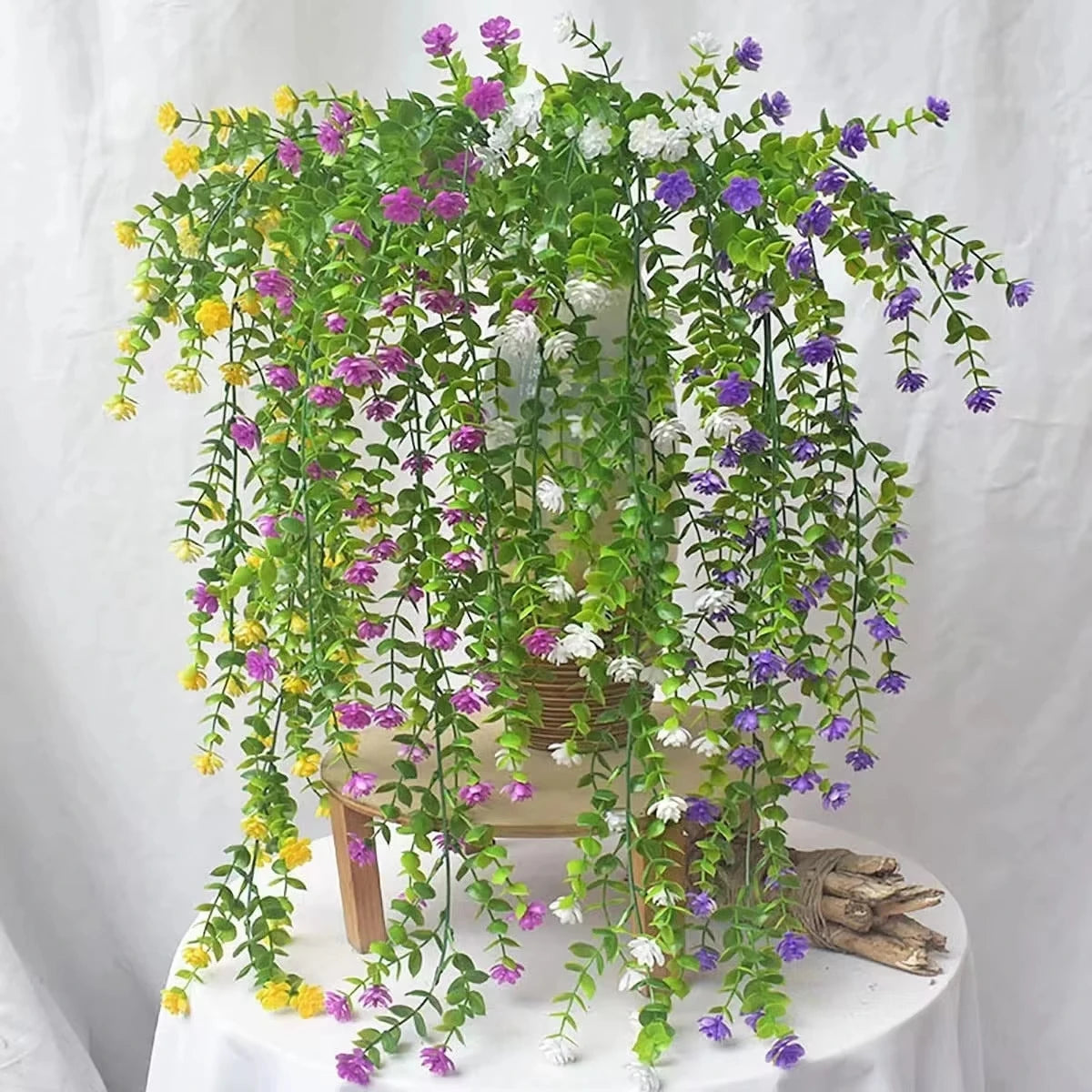 4-Pack UV Resistant Artificial Eucalyptus Hanging Vines Decor Artificial Hanging Vines Babs