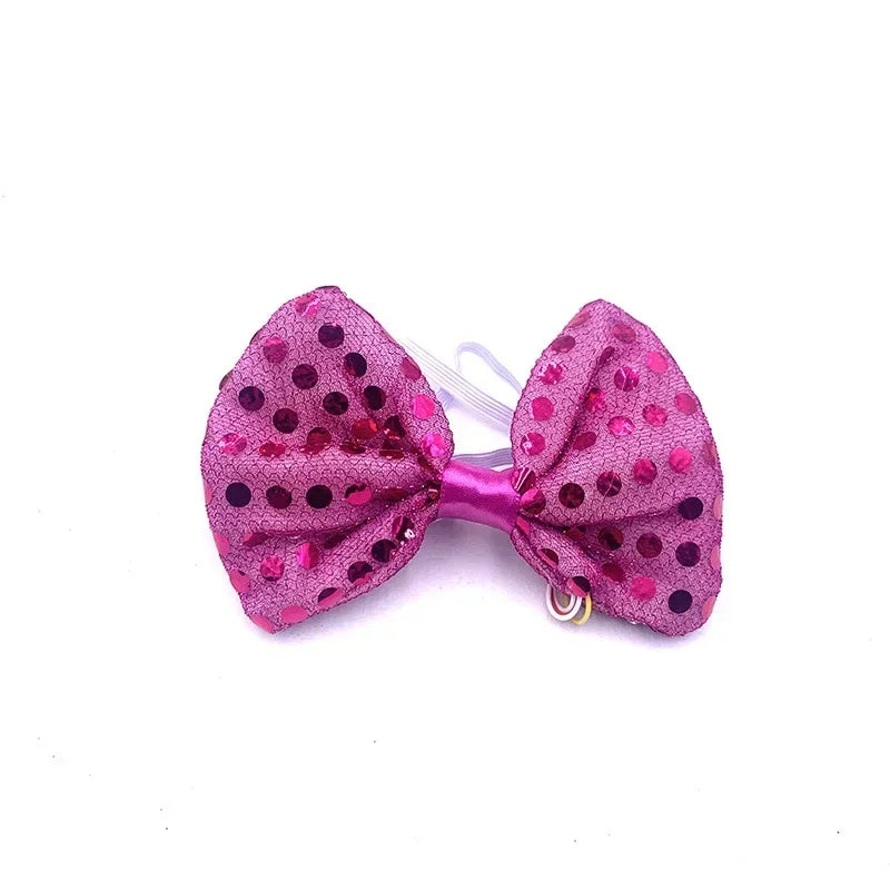 Light Up Sequin Bow Hair Clip & LED Neck Bow – Party Accessory LED Hair Accessory Babs rosy
