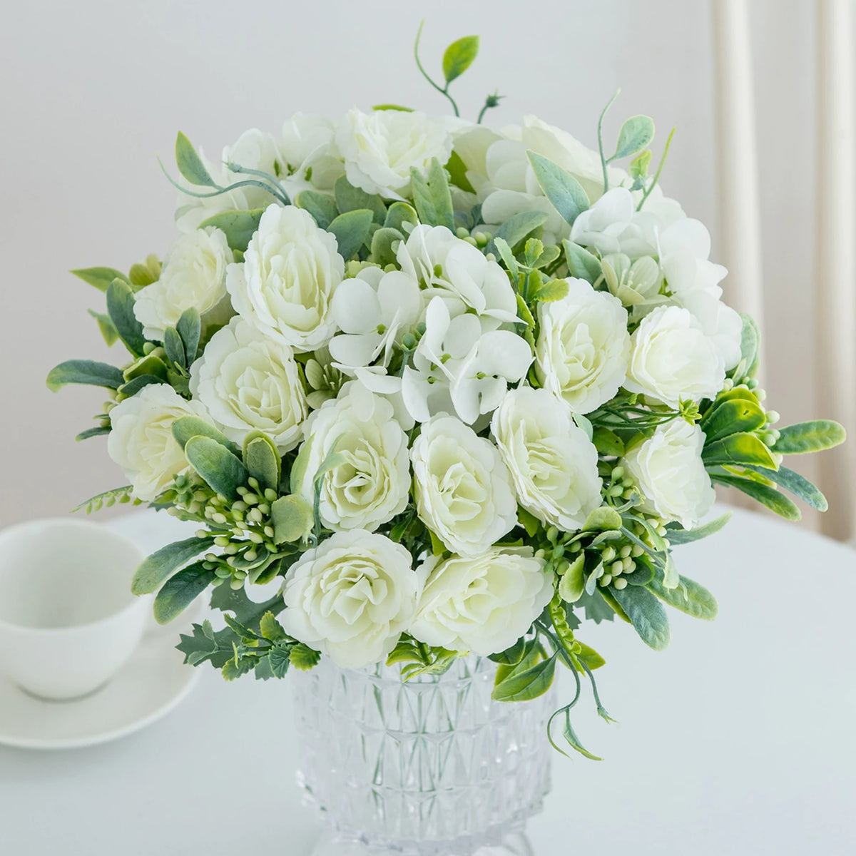 Artificial Silk Rose & Hydrangea Bouquet | Wedding & Home Décor Artificial Flower Bouquet Babs