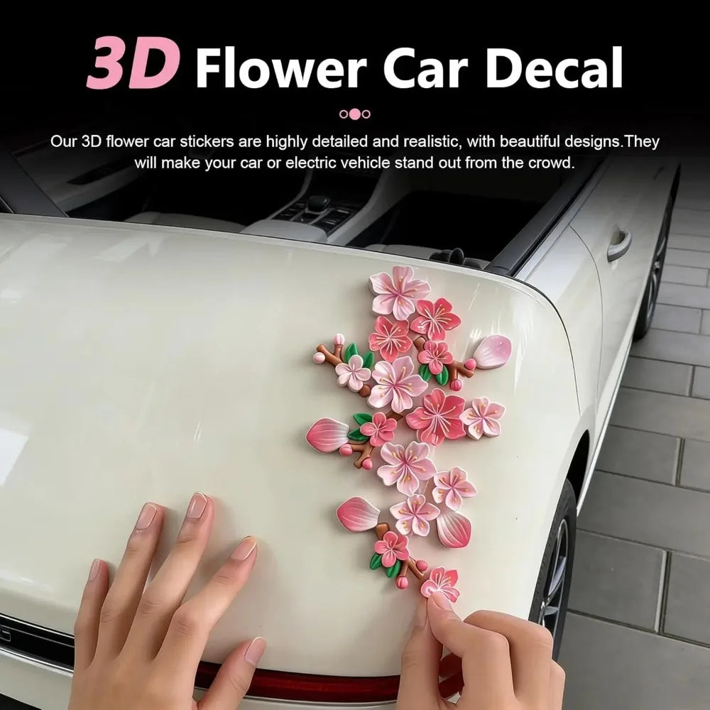 32Pcs 3D Cherry Blossom Car Stickers Waterproof Vinyl Decals Car Vinyl Decals Babs