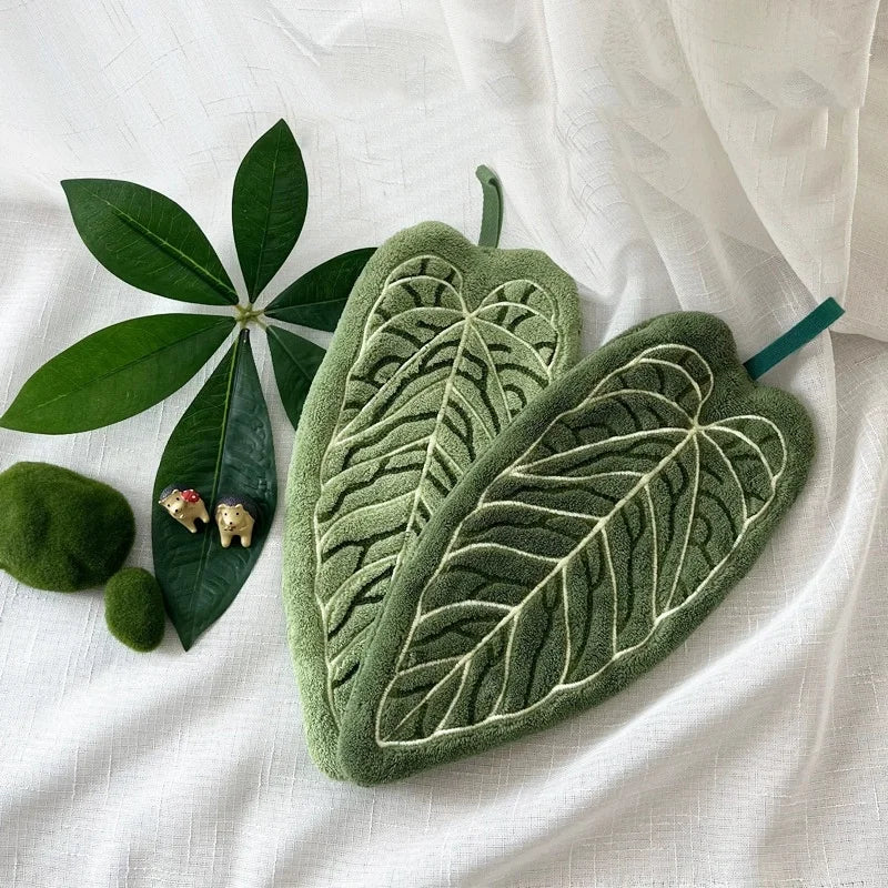 Tropical Leaf Quick-Dry Hand Towel with Hanging Loop Hand Towel Babs