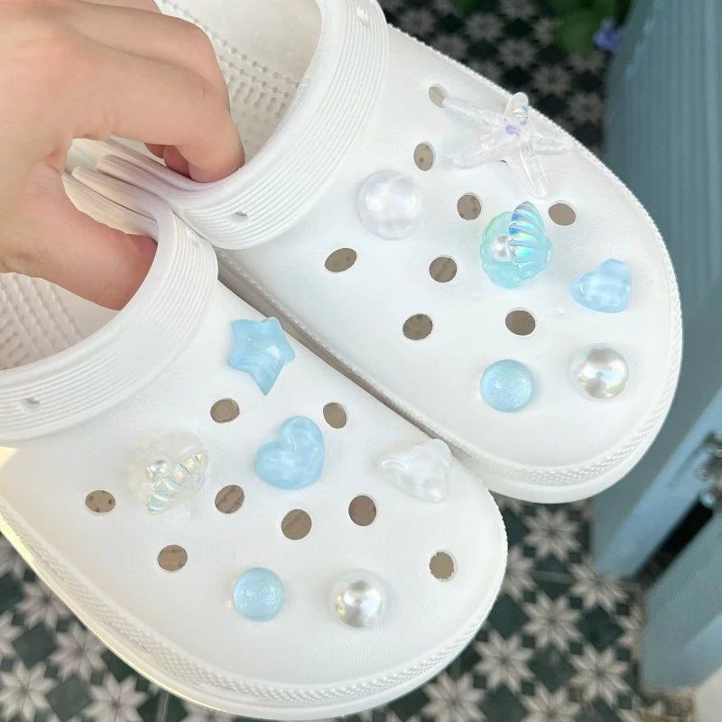 Ocean Blue Starfish Shell Shoe Charms for Crocs – DIY Set Shoe Charms Babs
