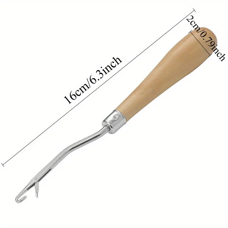 Latch Hook Crochet Tool – Wood Handle for Rug & Hair Weaving Latch Hook Tool Babs