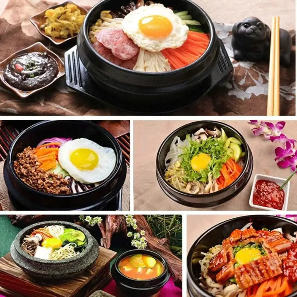 16cm Korean Stone Clay Pot with Tray | Bibimbap Cookware Clay Stone Pot Babs