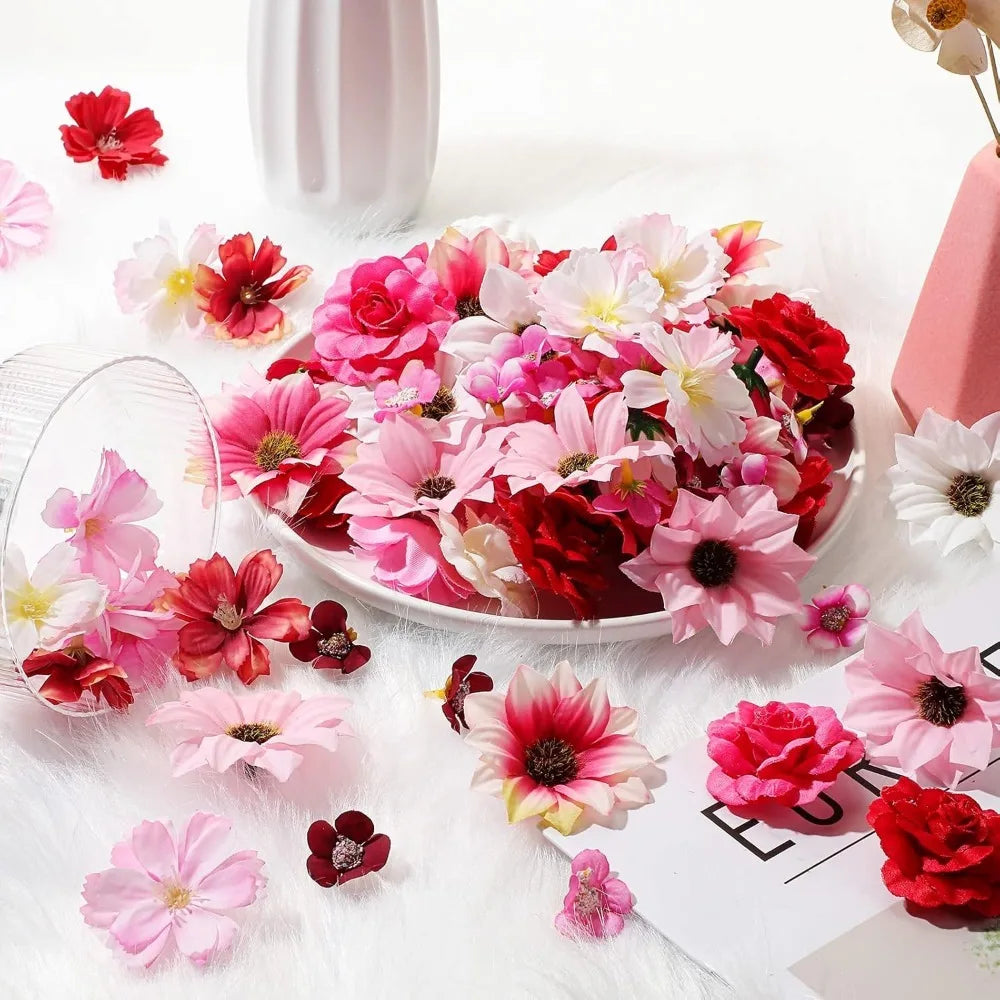 50Pcs Silk Artificial Rose Flower Heads | Wedding & Home Décor Artificial Flowers Babs