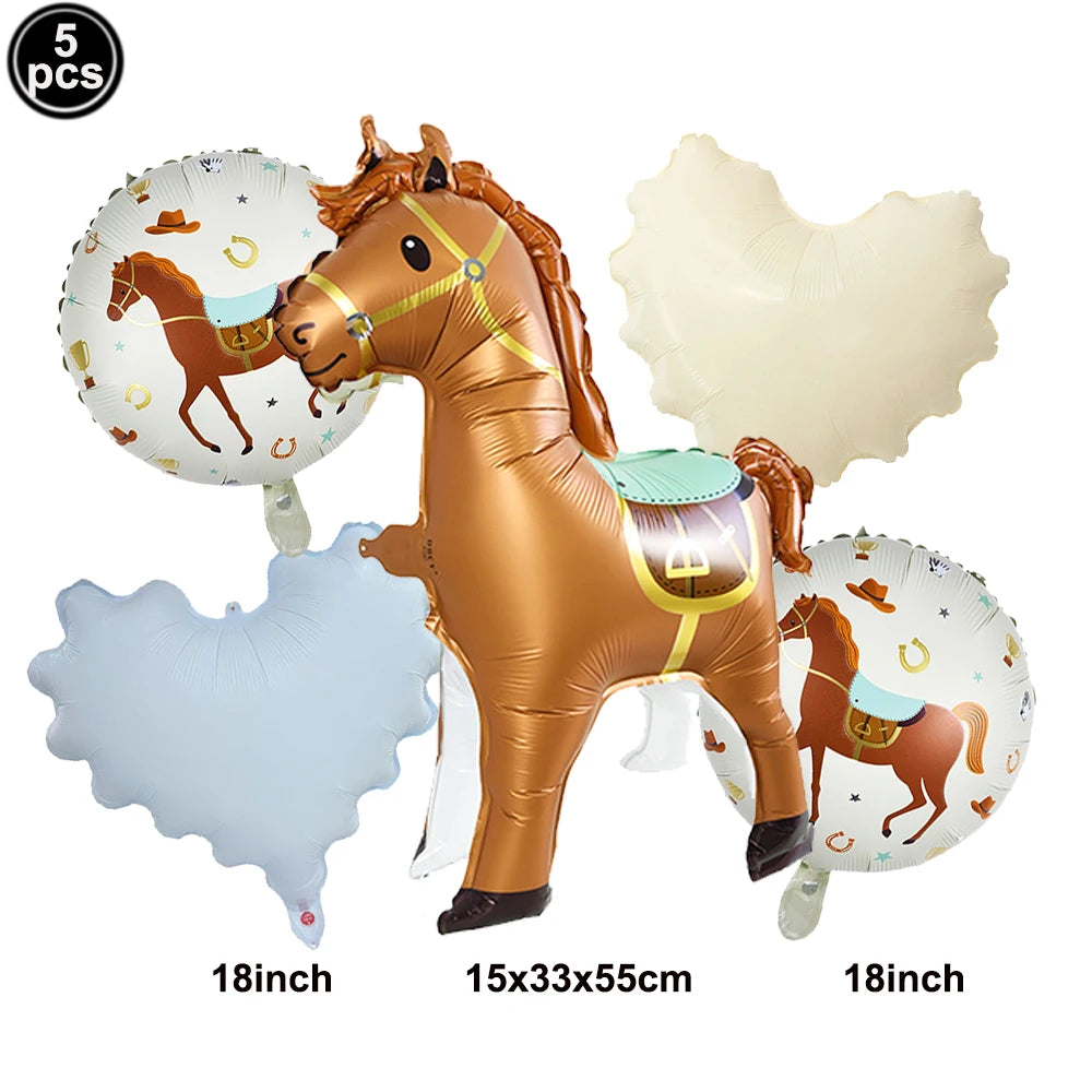 Boho Horse Birthday Party Banner & Foil Balloons Decor Set Party Decoration Set Babs 5pc F