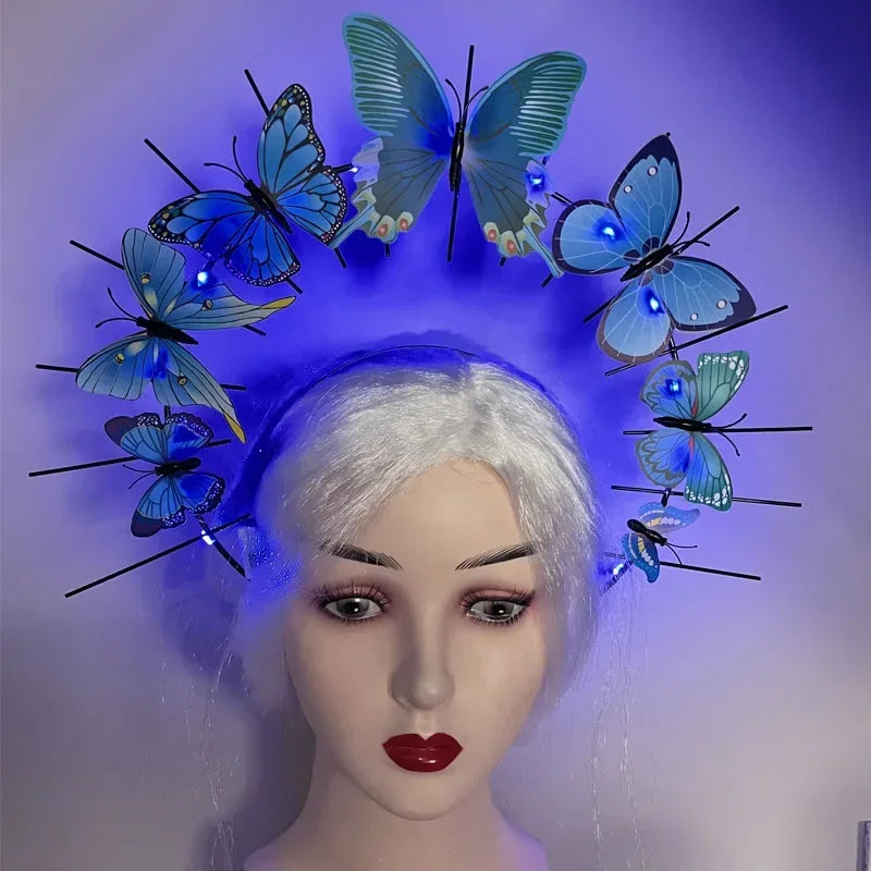 LED Flashing Butterfly Crown Headband – Glow Hair Accessory LED Glow Headband Babs blue lights