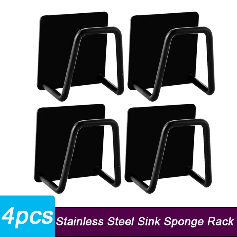 Stainless Steel Sink Sponge Rack & Kitchen Organizer Holder Sink Organizer Rack Babs Black-4pcs 4.5x4.5cm 1-tier