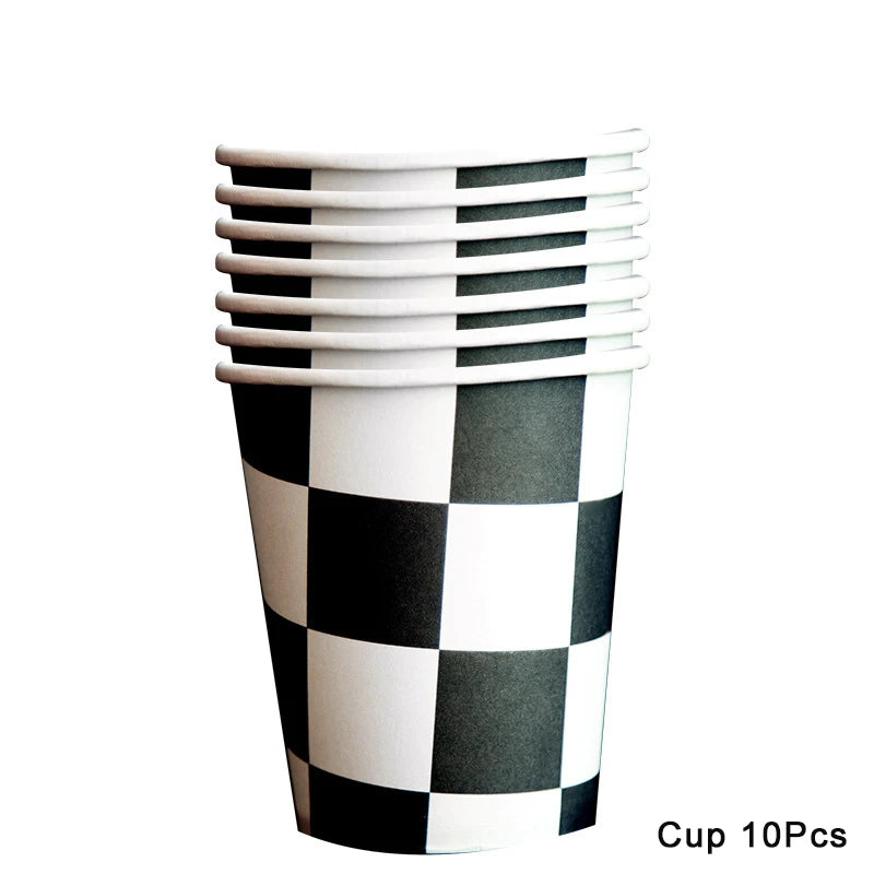 Race Car Checkered Flag Party Supplies – Racing Theme Decor Party Decoration Set Babs Fluorescence Yellow