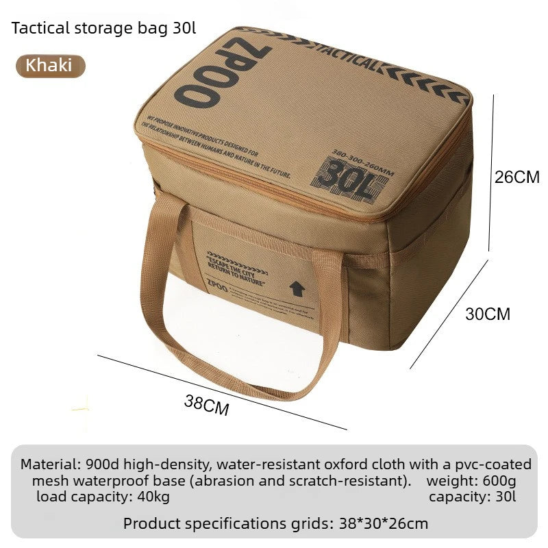 30L Folding Camping Storage Bag with MOLLE Straps & Dividers Camping Storage Bag Babs Khaki