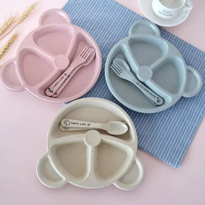 3-Piece Cartoon Bear Baby Dinnerware Set – Bowl, Spoon & Fork Baby Dinnerware Set Babs