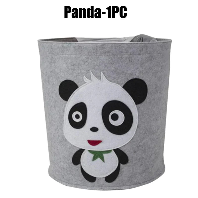 Foldable Cartoon Kids Felt Storage Basket & Toy Organizer Kids Storage Basket Babs Panda-1PC 35x35CM