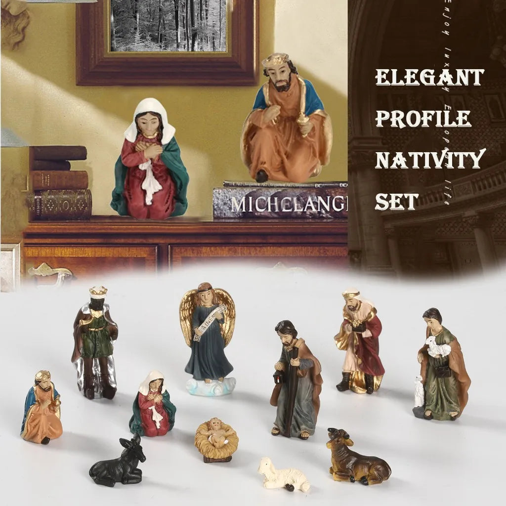 11-Piece Nativity Scene Set – Christmas Manger Décor Figures Nativity Scene Set Babs