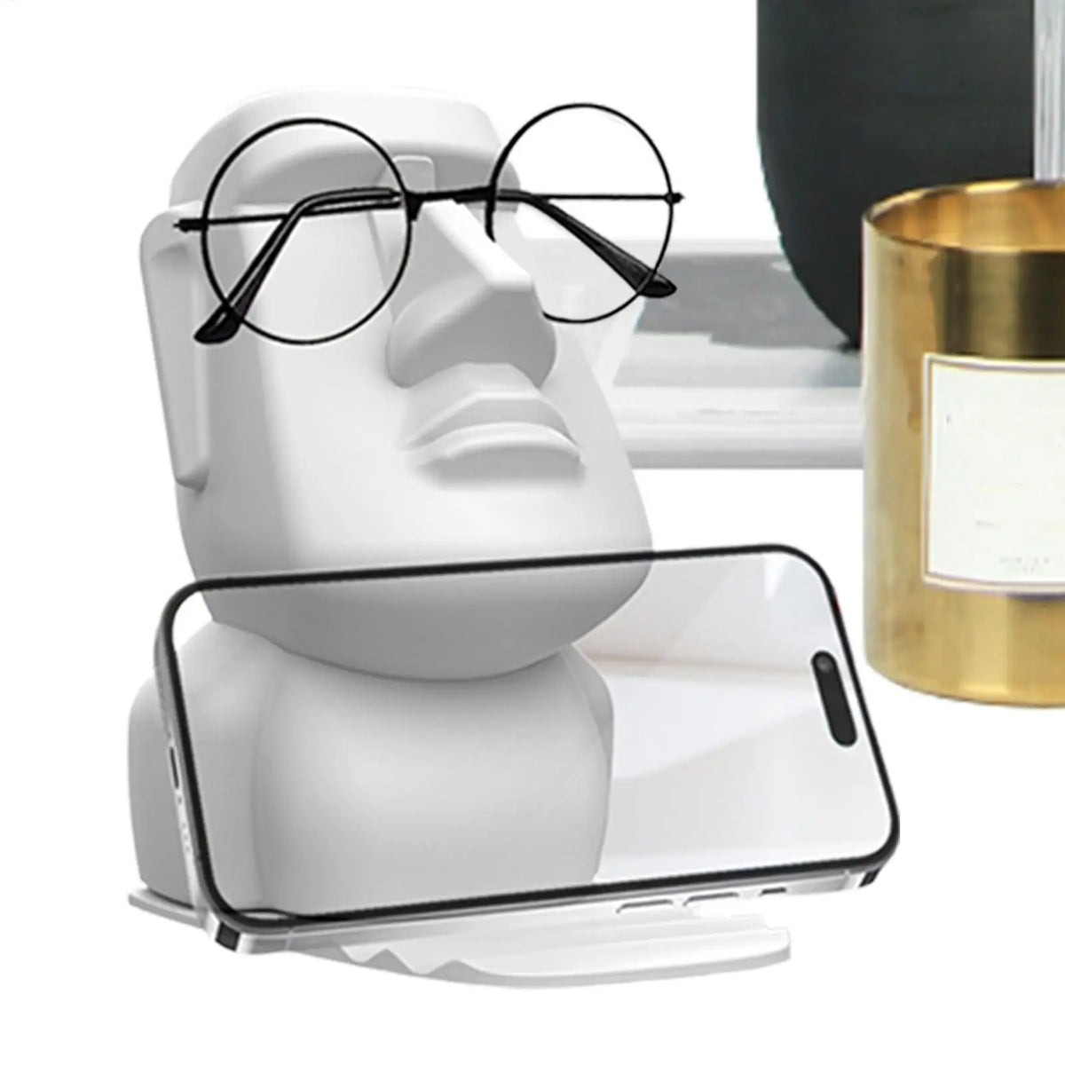 Moai Easter Island Statue Glasses & Phone Holder Ornament Desk Organizer Ornament Babs