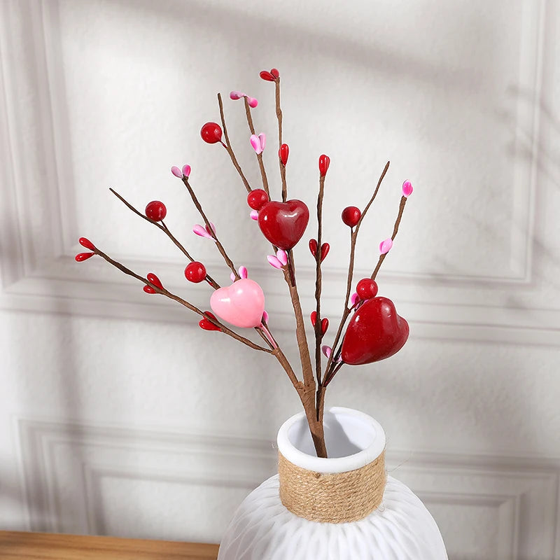 5pcs Artificial Heart Berry Picks – Wedding & Valentine's Décor Artificial Floral Picks Babs